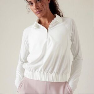 Athleta Advantage Polo Top Quarter Zip Pullover Size Medium Color Bright White